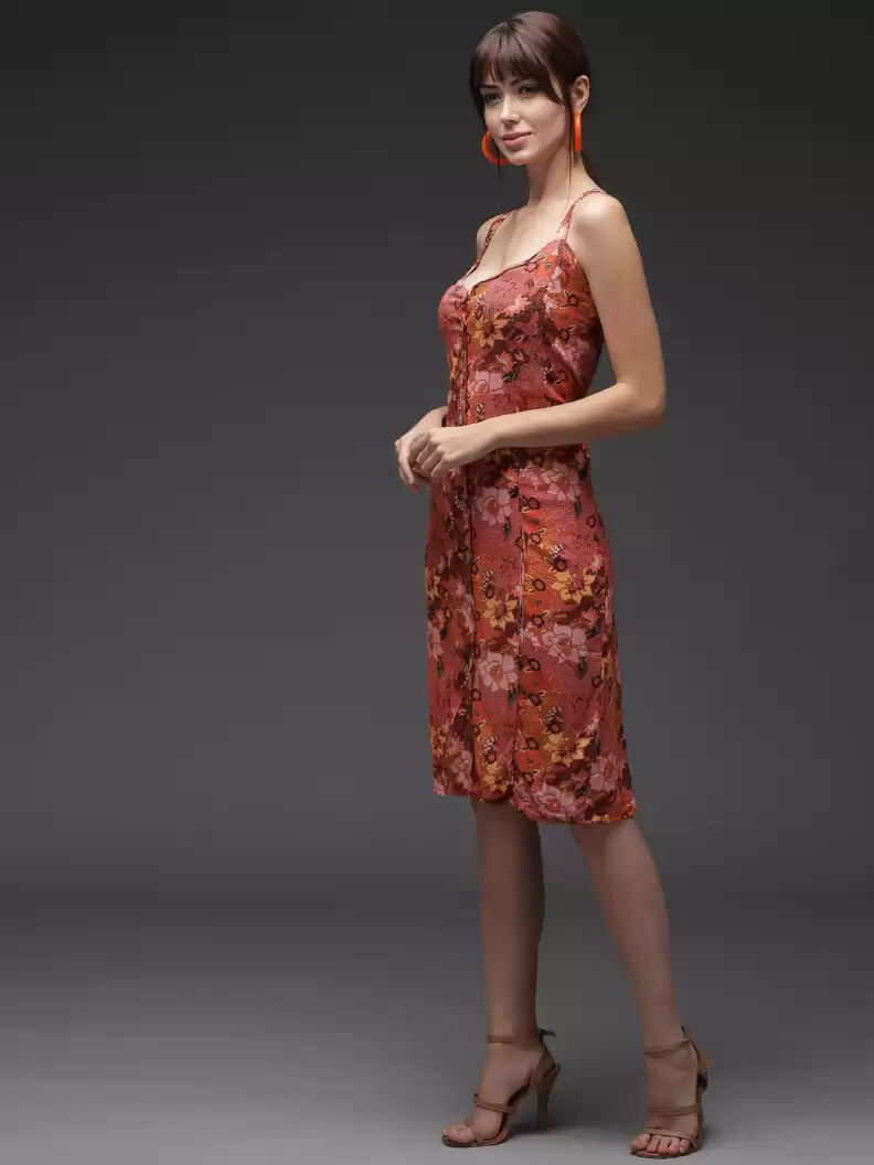 Stacked Flame  Women Fit and Flare Multicolor Dress