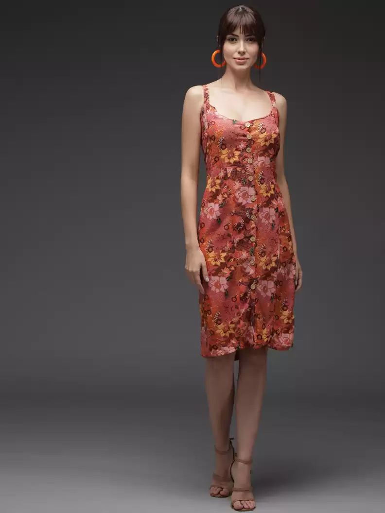 Stacked Flame  Women Fit and Flare Multicolor Dress