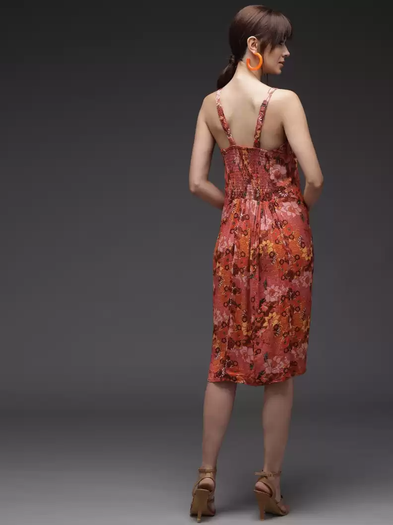 Stacked Flame  Women Fit and Flare Multicolor Dress