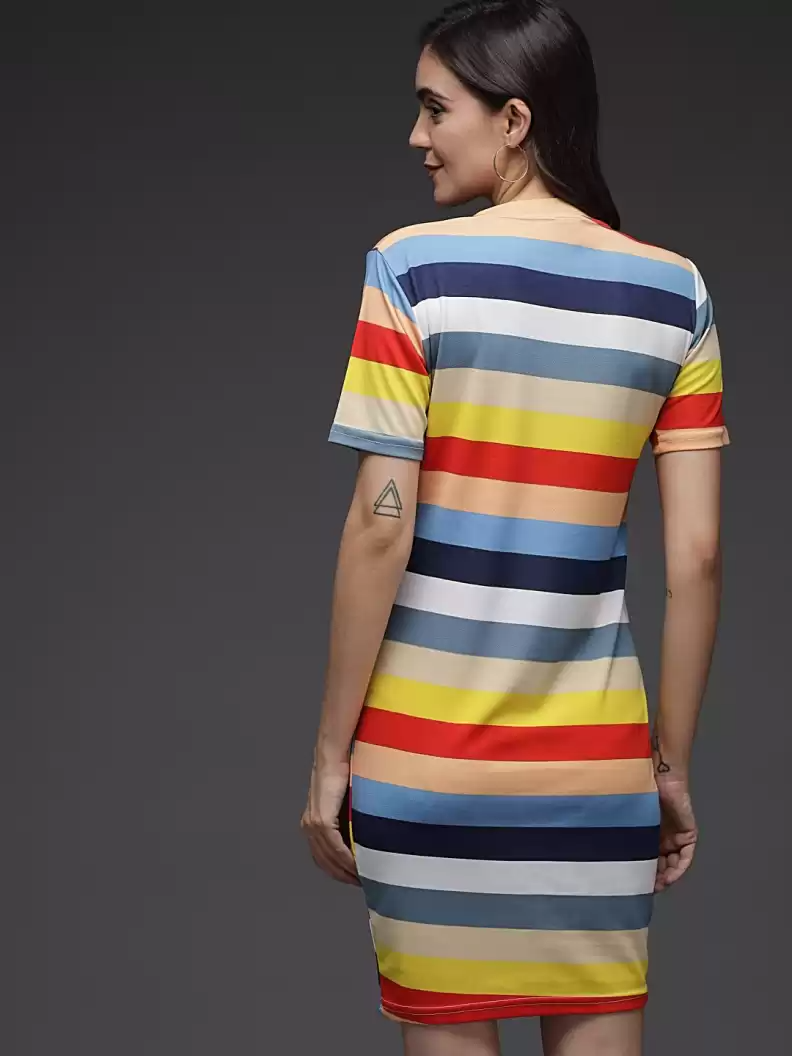 Stacked Flame Women Bodycon Multicolor Dress