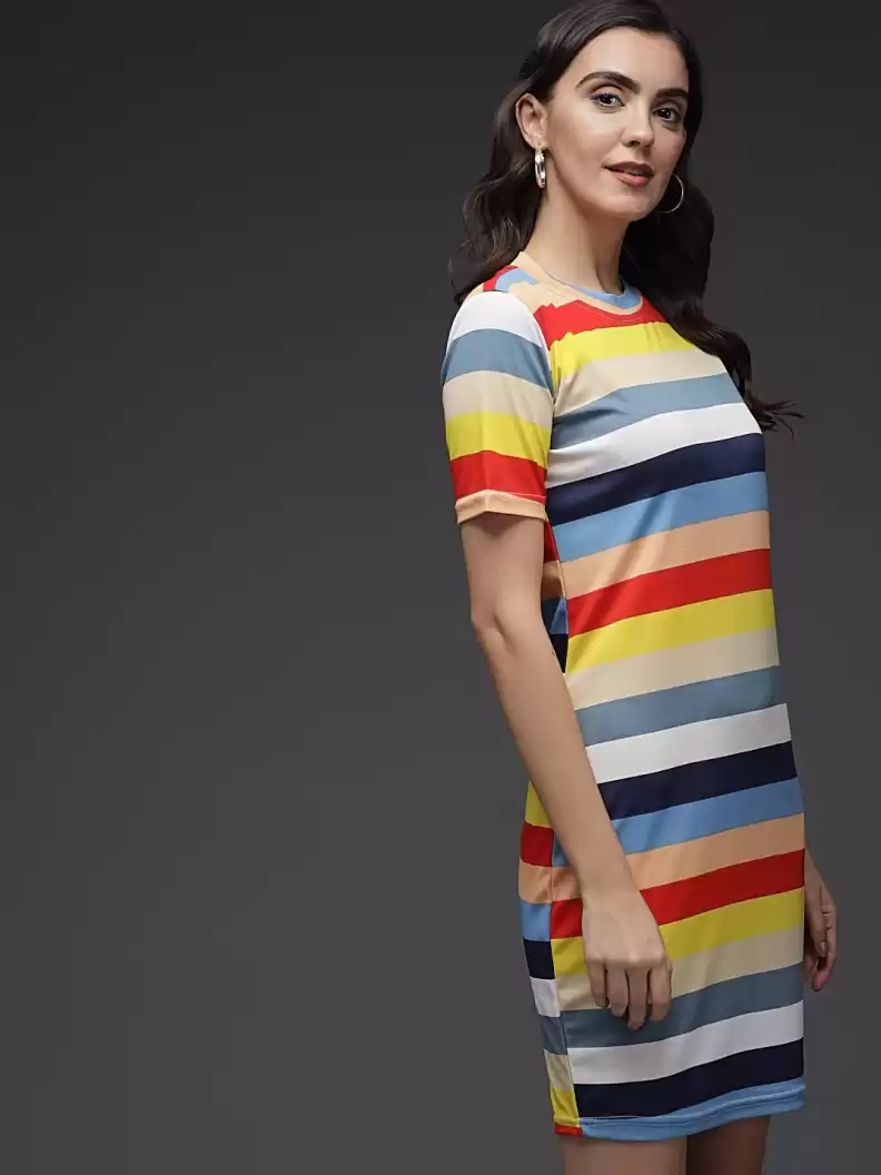 Stacked Flame Women Bodycon Multicolor Dress