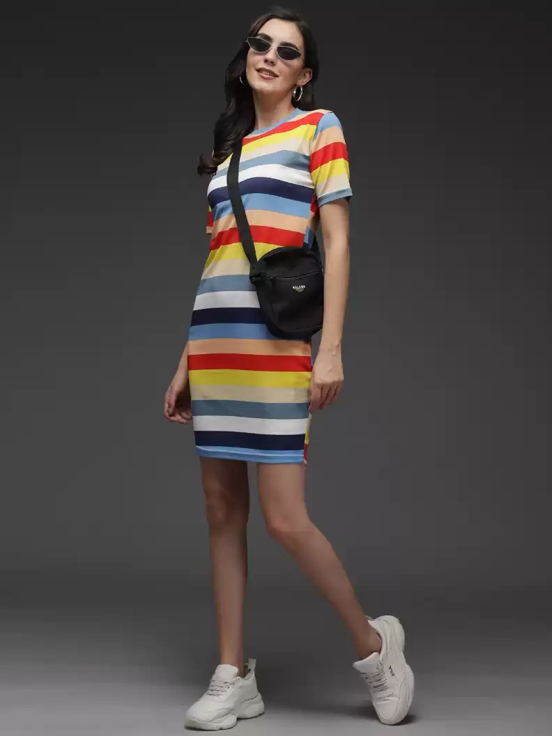Stacked Flame Women Bodycon Multicolor Dress
