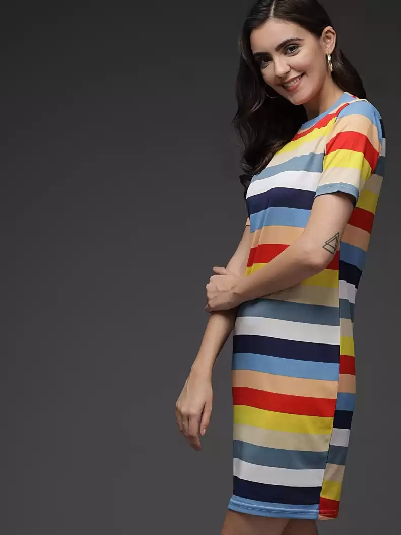 Stacked Flame Women Bodycon Multicolor Dress