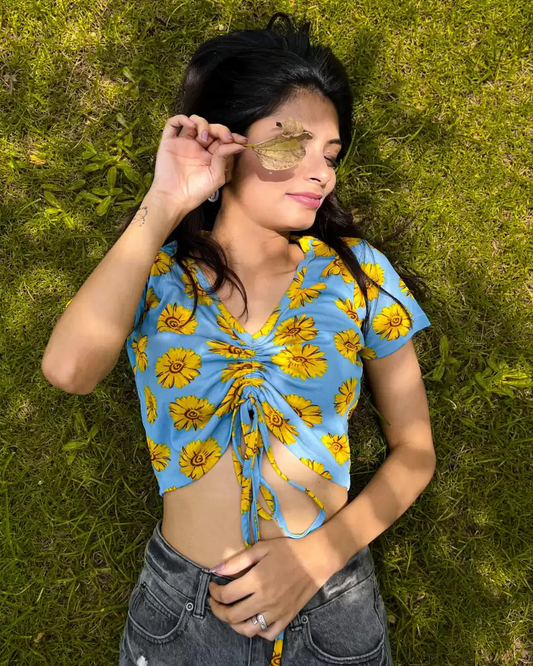 Stacked Flame Casual Regular Sleeves Printed Women Multicolor Top