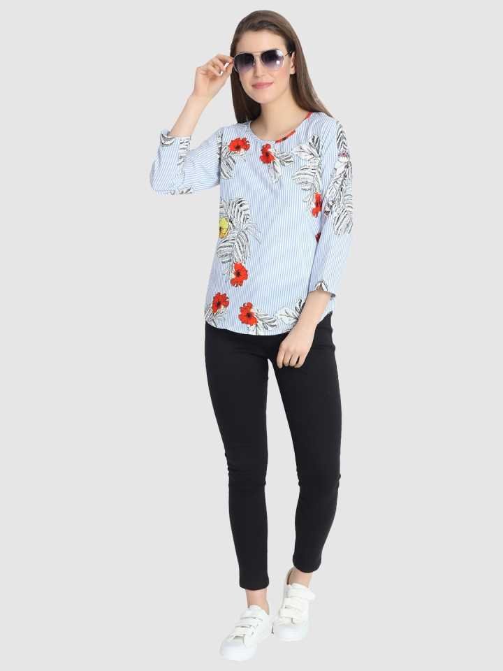TANDUL  Casual Regular Sleeves Printed Women Multicolor Top