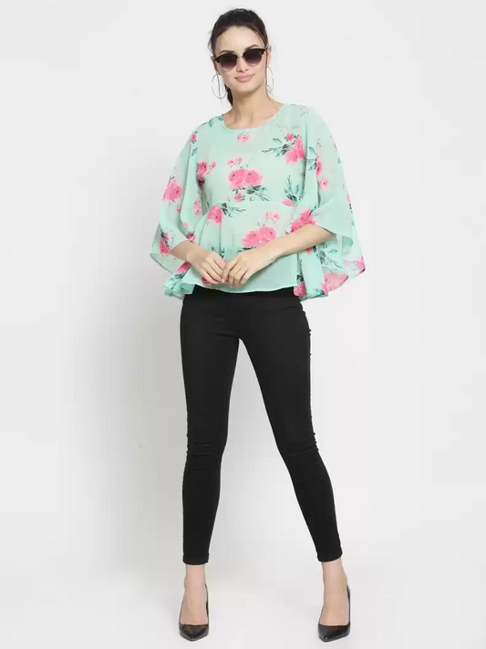 TANDUL  Casual Flared Sleeves Printed Women Multicolor Top