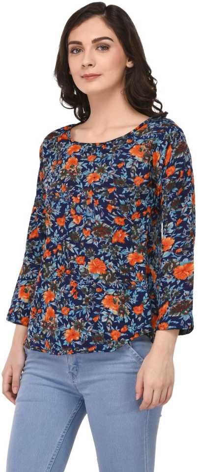 TANDUL  Casual Regular Sleeves Floral Print Women Multicolor Top