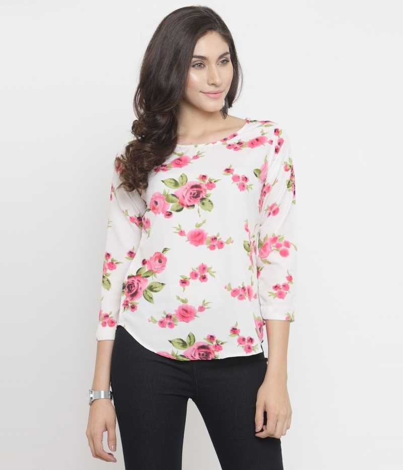 TANDUL  Casual Regular Sleeves Floral Print Women Multicolor Top