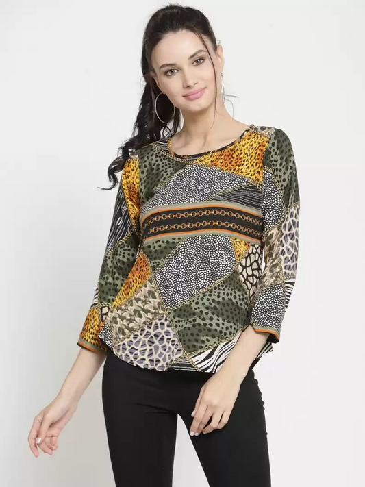 TANDUL  Casual Regular Sleeves Printed Women Multicolor Top