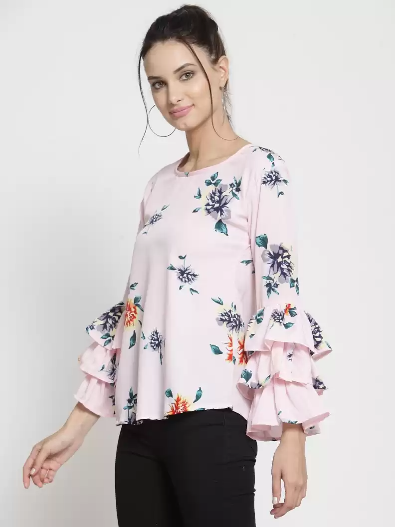 Casual Layered Printed Women Multicolor Top