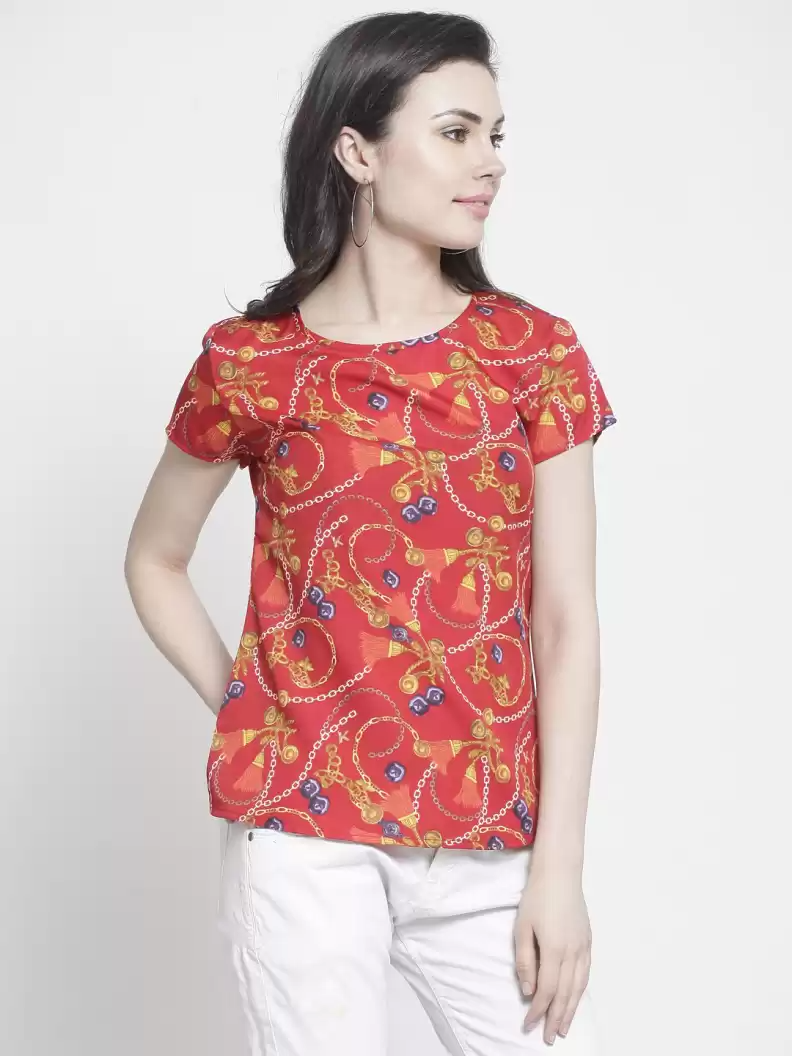 TANDUL  Casual Regular Sleeves Printed Women Multicolor Top
