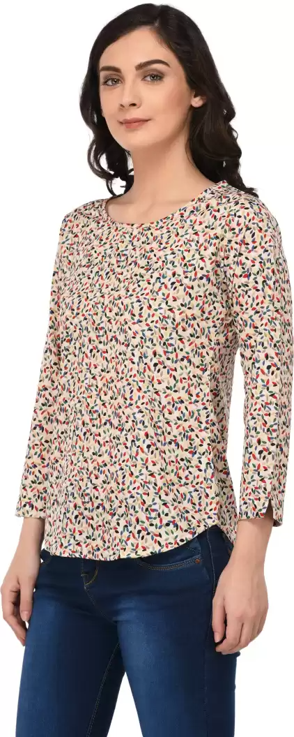 TANDUL  Casual Regular Sleeves Printed Women Multicolor Top