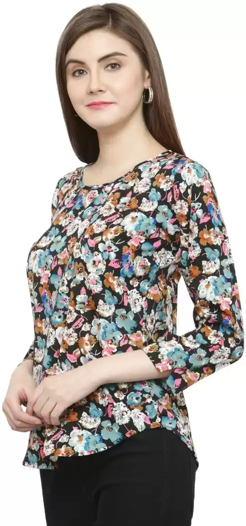 TANDUL  Casual Regular Sleeves Floral Print Women Multicolor Top