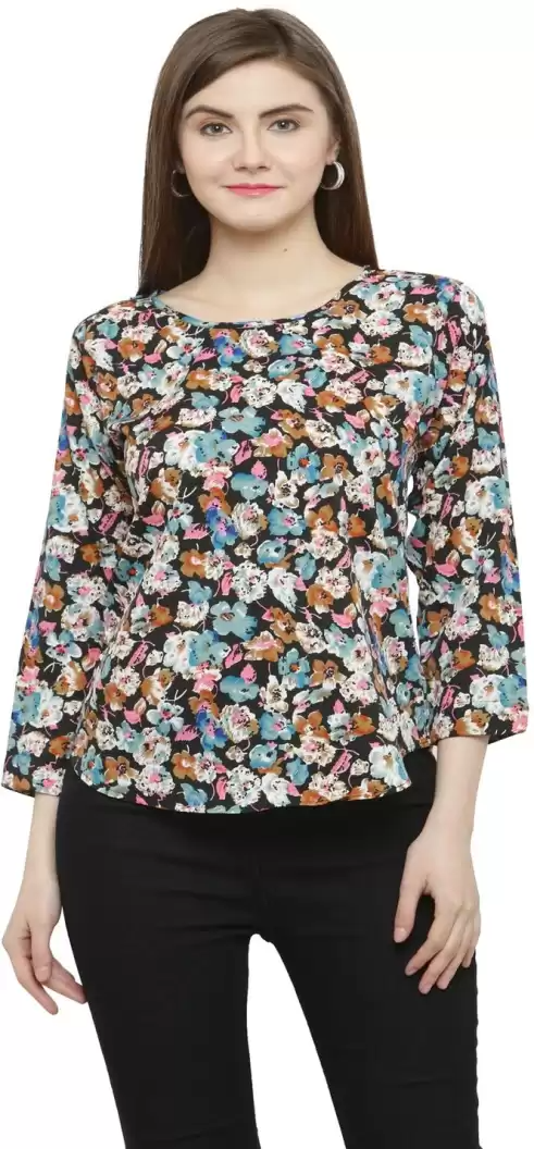 TANDUL  Casual Regular Sleeves Floral Print Women Multicolor Top