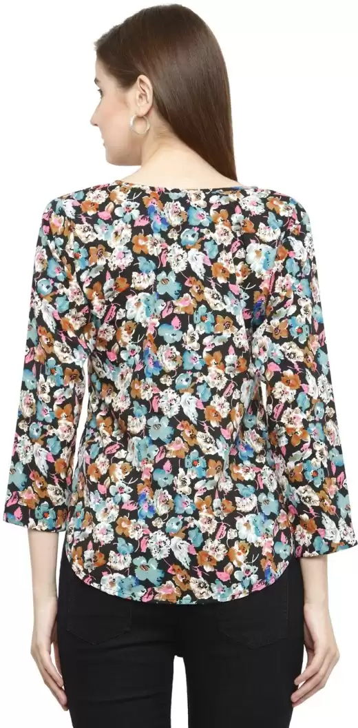 TANDUL  Casual Regular Sleeves Floral Print Women Multicolor Top