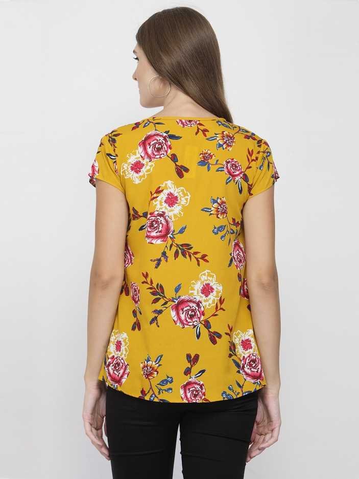Casual Regular Sleeves Printed Women Multicolor Top