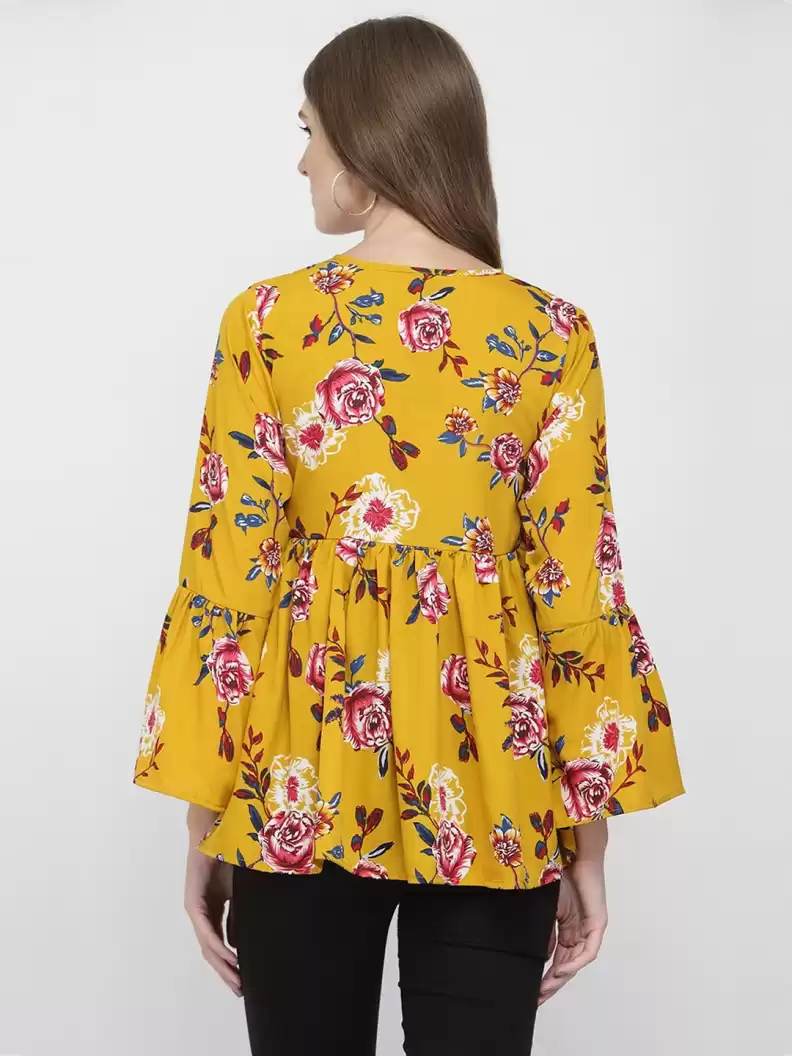 TANDUL  Casual Bell Sleeves Printed Women Multicolor Top