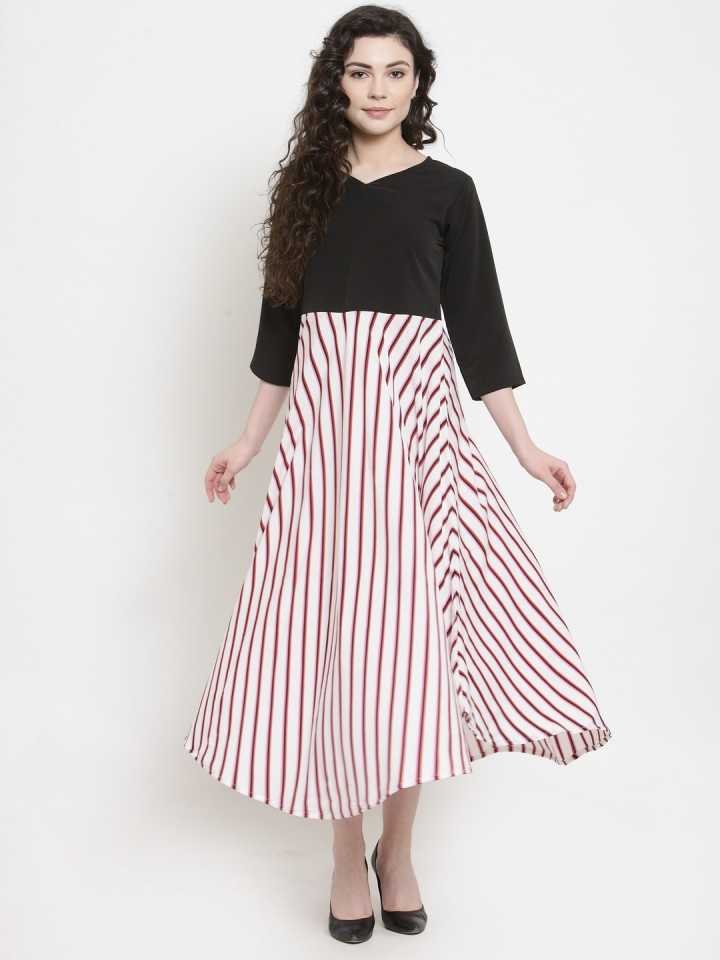 Stacked Flame  Women Fit and Flare Multicolor Dress