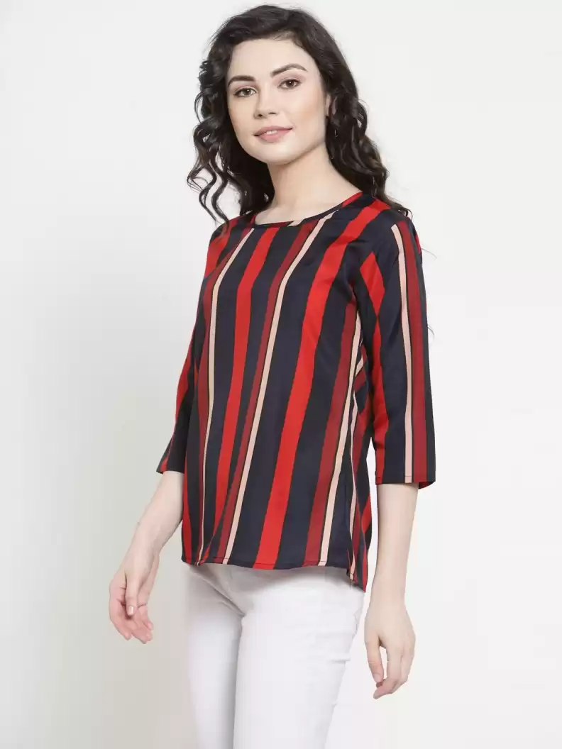 TANDUL  Casual Regular Sleeves Striped Women Multicolor Top