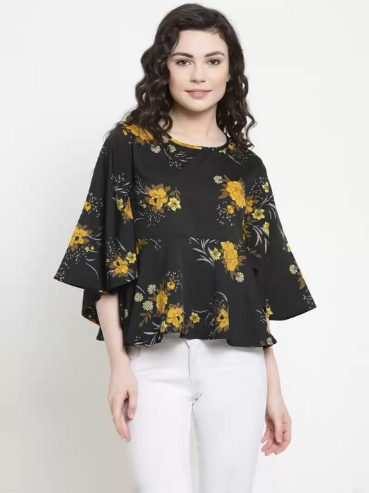 TANDUL  Casual Flared Sleeves Printed Women Multicolor Top