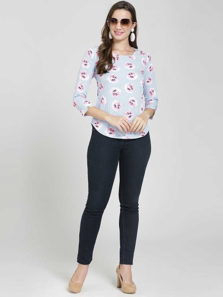 TANDUL  Casual Regular Sleeves Floral Print Women Multicolor Top
