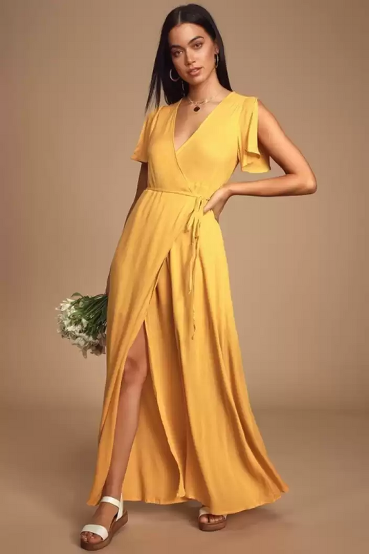 TANDUL  Women Maxi Yellow Dress