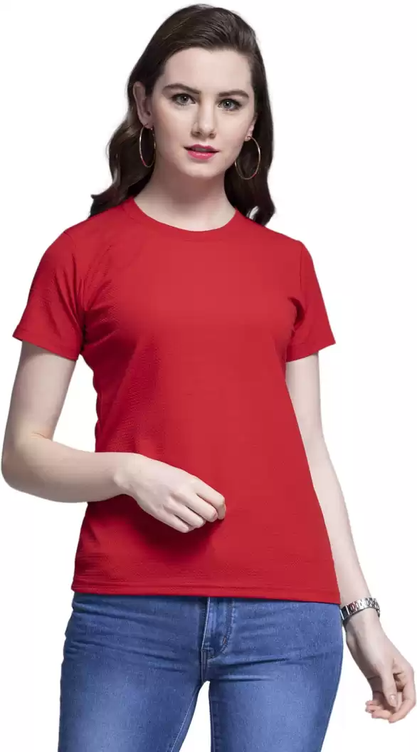 TANDUL  Casual Regular Sleeves Solid Women Red Top