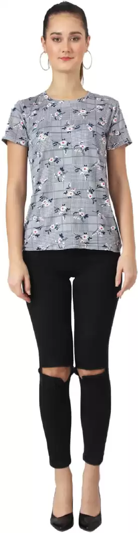 TANDUL  Printed Women Round Neck Multicolor T-Shirt