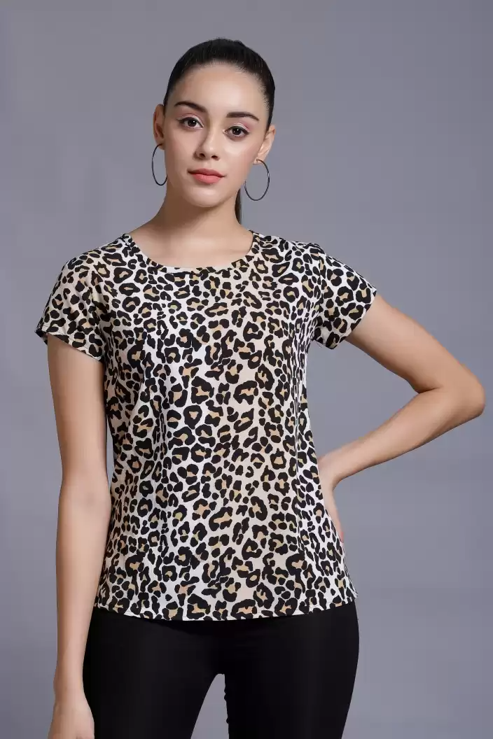 TANDUL  Casual Regular Sleeves Animal Print Women Multicolor Top