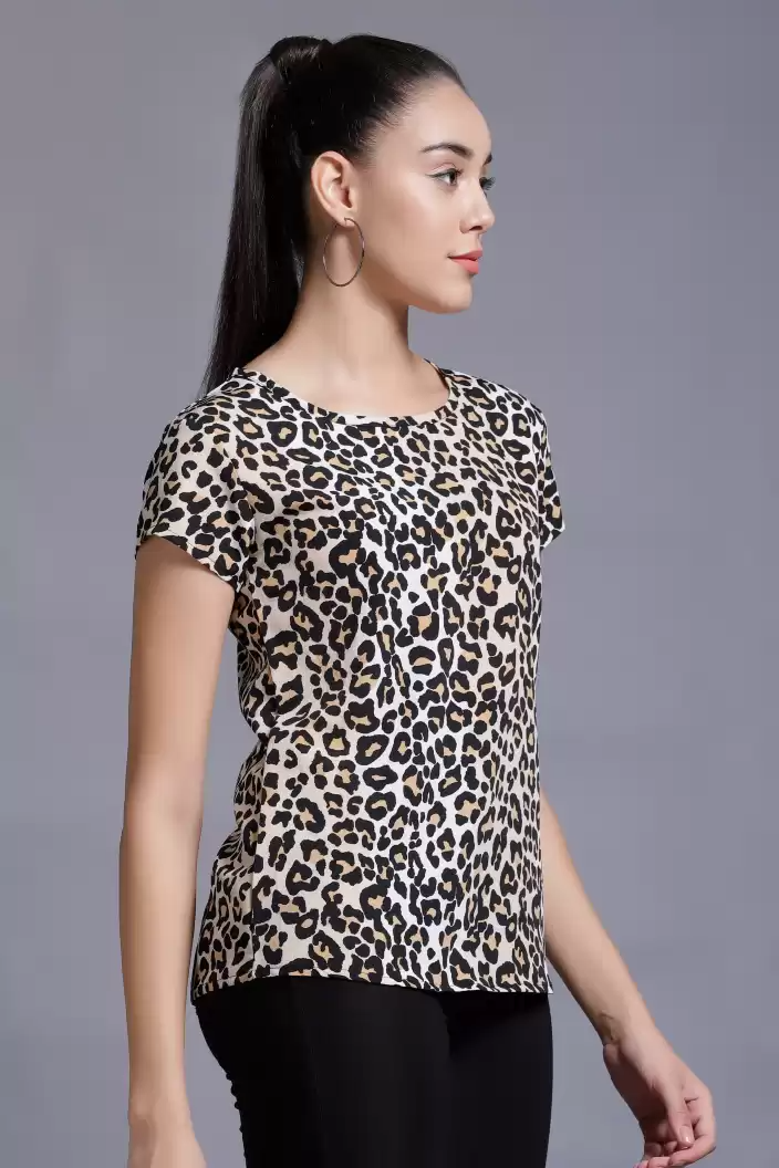 TANDUL  Casual Regular Sleeves Animal Print Women Multicolor Top