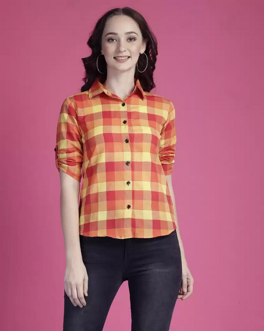 TANDUL  Women Regular Fit Checkered Casual Shirt