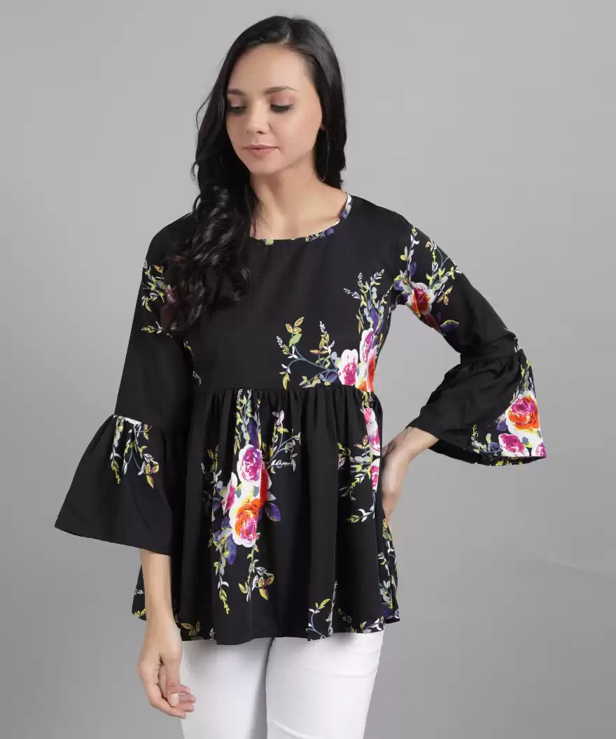 TANDUL  Casual Bell Sleeves Printed Women Multicolor Top