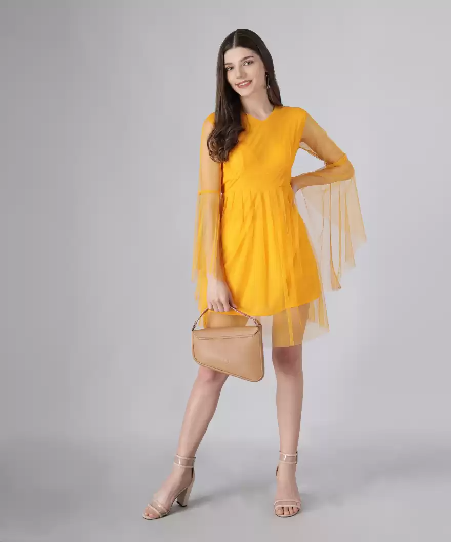 TANDUL  Women Fit and Flare Yellow Dress