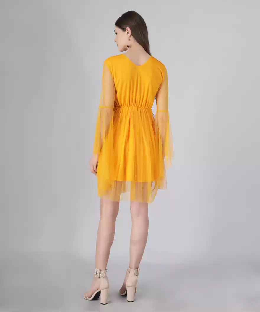 TANDUL  Women Fit and Flare Yellow Dress