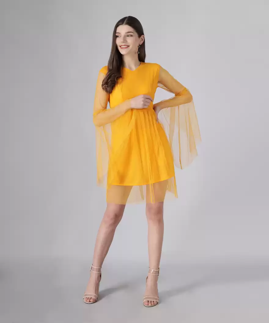 TANDUL  Women Fit and Flare Yellow Dress