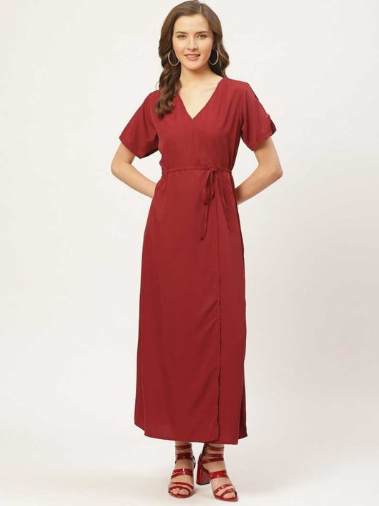 Women A-line Maroon Dress