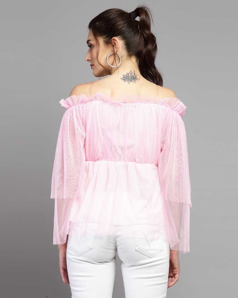 Stacked Flame Casual Regular Sleeves Solid Women Pink Top