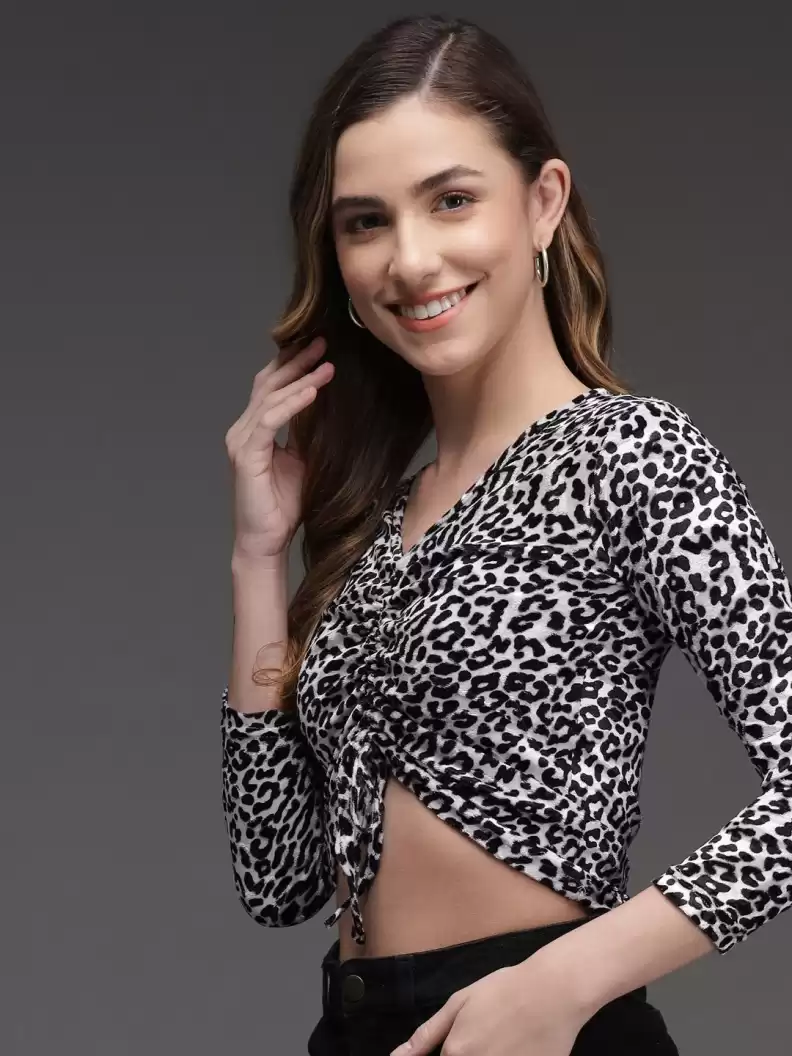 Stacked Flame Casual Regular Sleeves Printed Women Multicolor Top