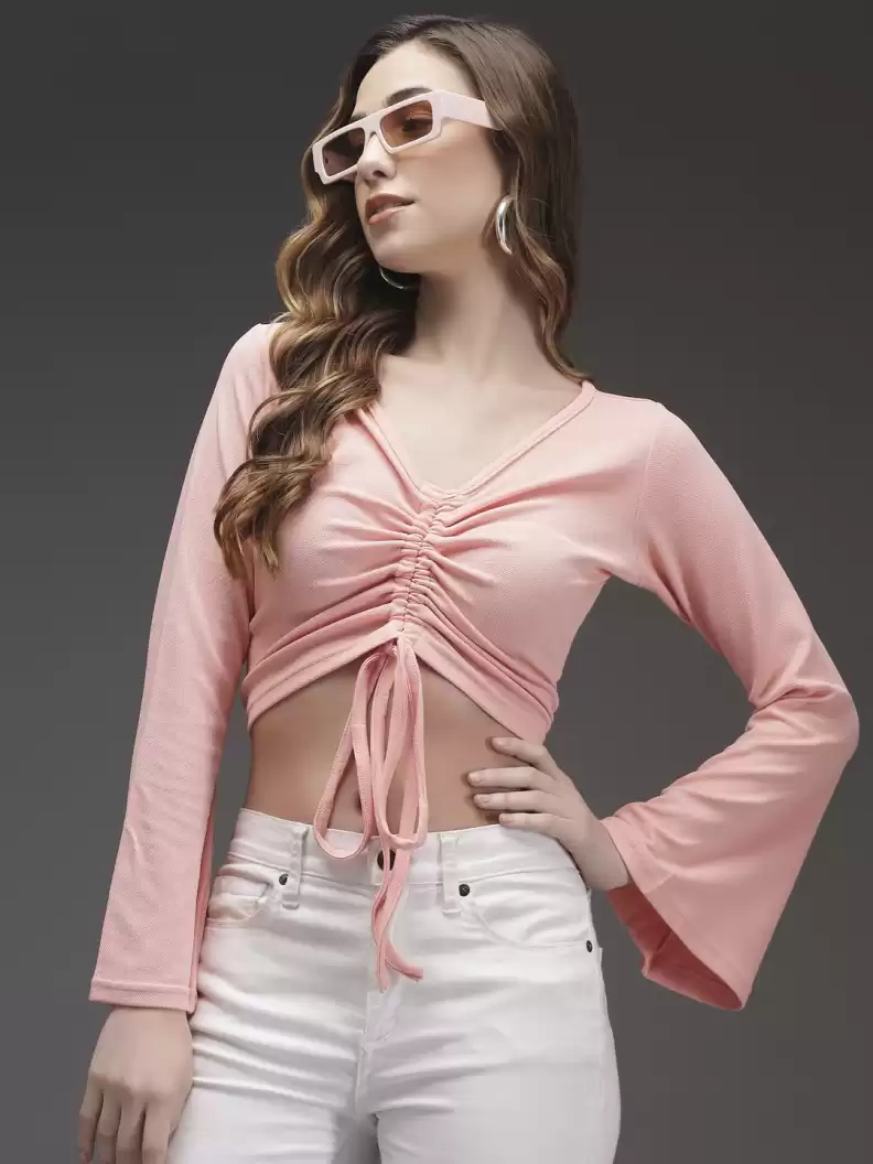 TANDUL  Casual Regular Sleeves Solid Women Pink Top