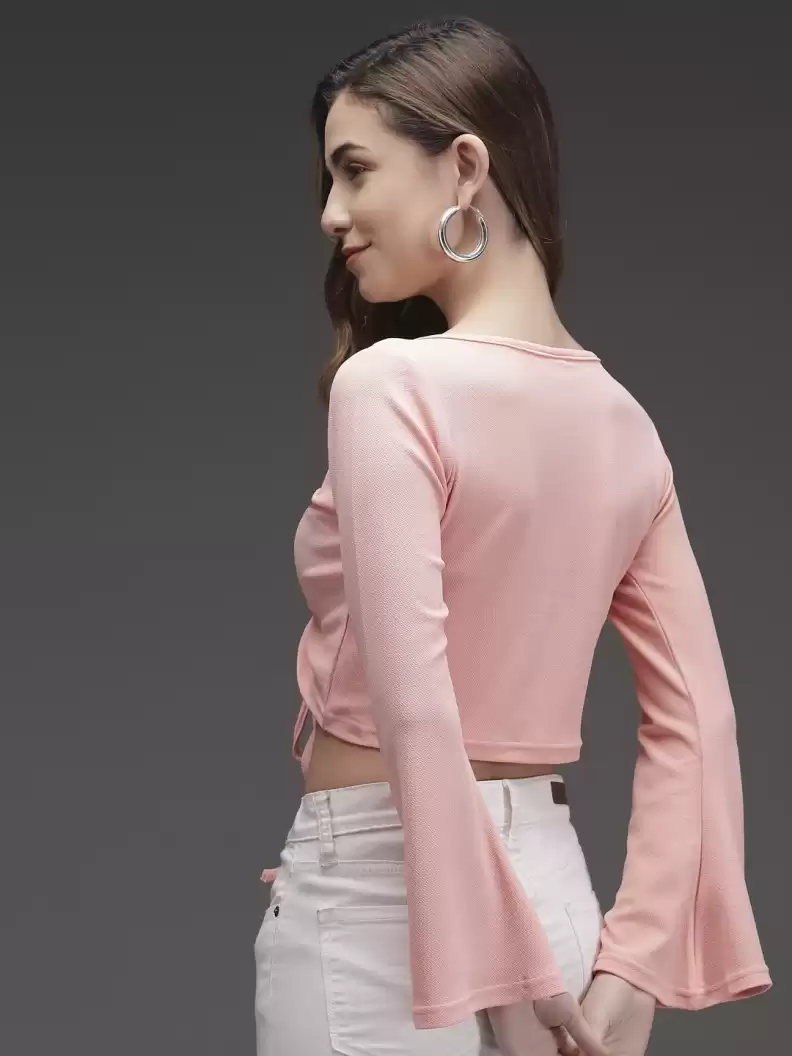 TANDUL  Casual Regular Sleeves Solid Women Pink Top