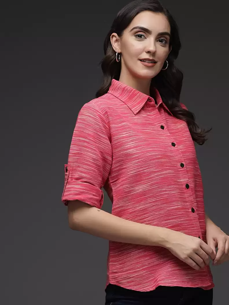 Stacked Flame Women Regular Fit Printed Button Down Collar Formal Shirt