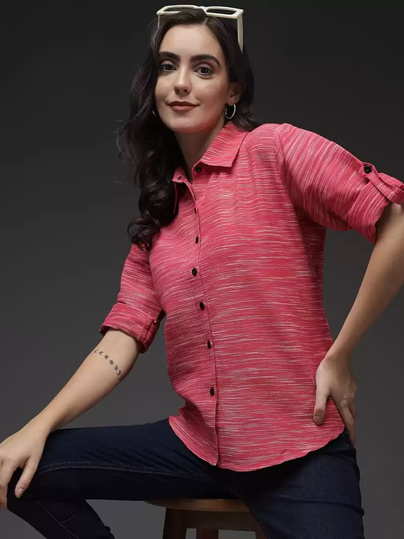 Stacked Flame Women Regular Fit Printed Button Down Collar Formal Shirt