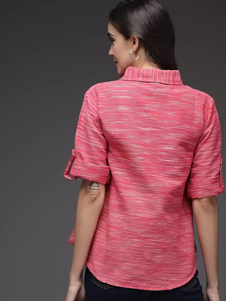 Stacked Flame Women Regular Fit Printed Button Down Collar Formal Shirt