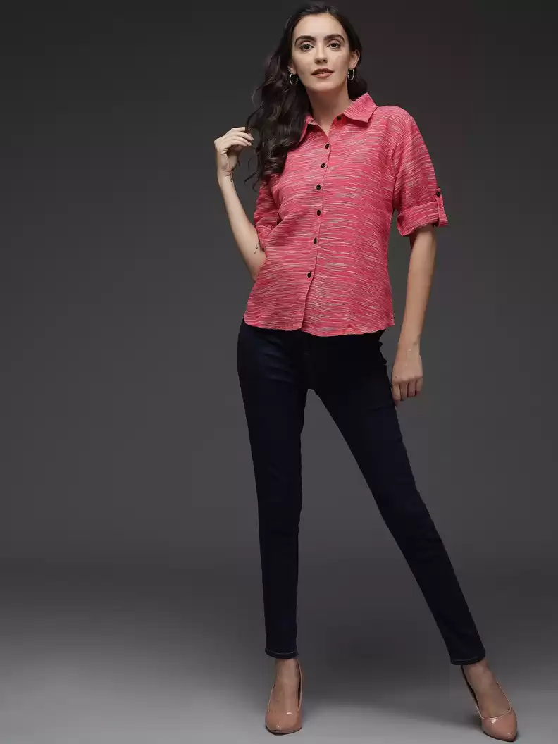 Stacked Flame Women Regular Fit Printed Button Down Collar Formal Shirt