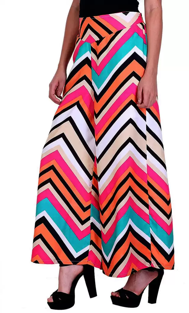 TANDUL  Flared Women Multicolor Poly Crepe Trousers