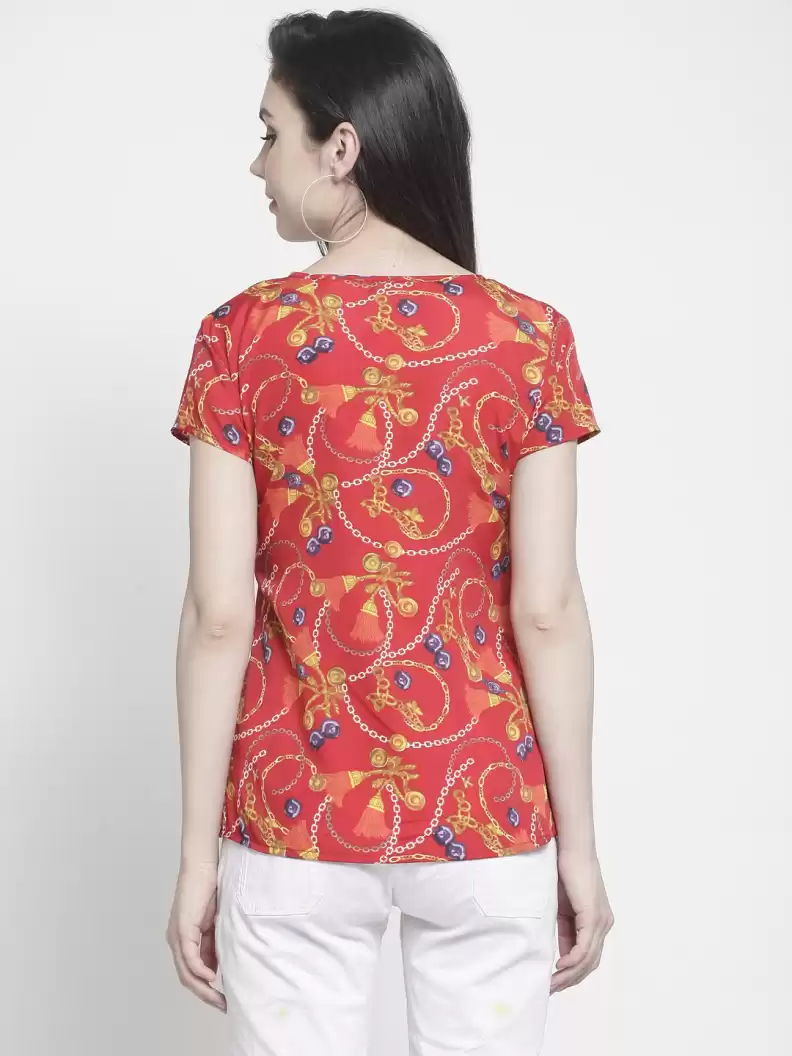 TANDUL  Casual Regular Sleeves Printed Women Multicolor Top