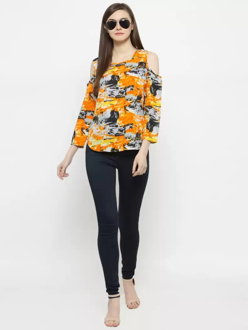 TANDUL Casual Regular Sleeves Printed Women Multicolor Top