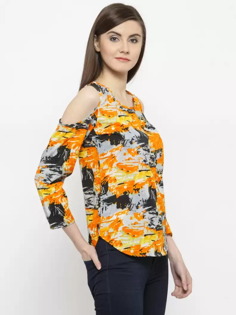 TANDUL Casual Regular Sleeves Printed Women Multicolor Top