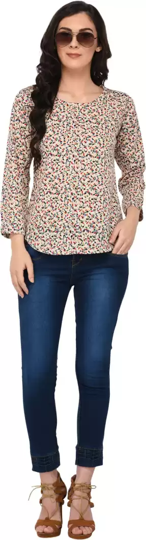 TANDUL  Casual Regular Sleeves Printed Women Multicolor Top