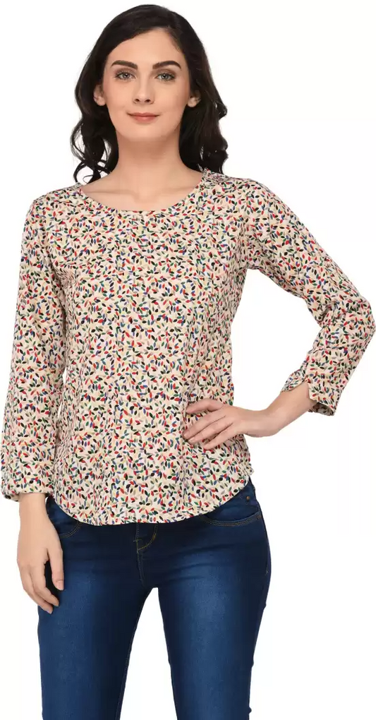 TANDUL  Casual Regular Sleeves Printed Women Multicolor Top